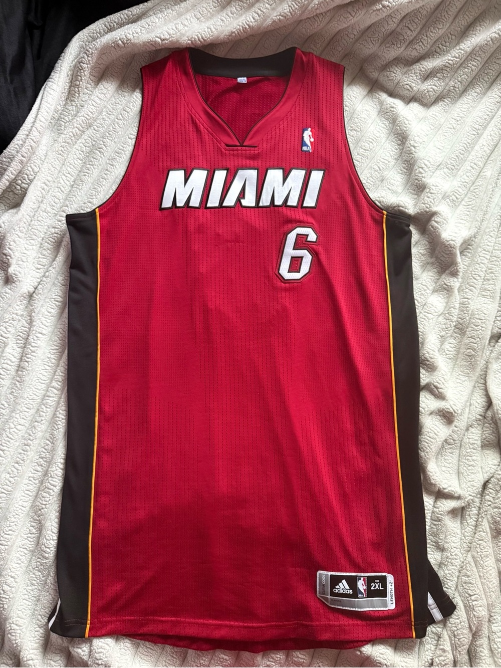 Authentic Miami Heat LeBron James Red Alternate Jersey Adidas Rev30 ProCut 2XL